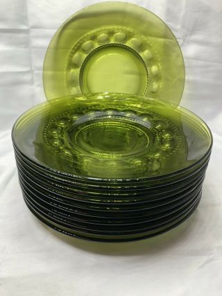 11 Vintage Kings Crown Olive Green 8 1/4 " Salad Plates 1960 