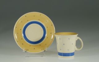 Susie Cooper Art Deco Kestrel Yellow & Blue Demitasse Cup And Saucer,  England