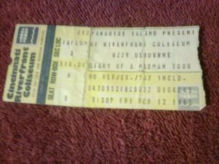 OZZY OSBOURNE Ticket 2 - 12 - 82 w Randy Rhoads Cincinnati Ohio Riverfront Coliseum 2