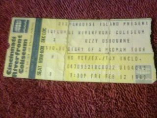 OZZY OSBOURNE Ticket 2 - 12 - 82 w Randy Rhoads Cincinnati Ohio Riverfront Coliseum 3