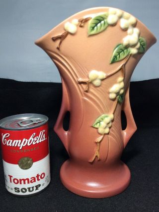 Vintage Roseville Art Pottery Pink Mauve Snowberry Vase 1v2 - 9 Euc
