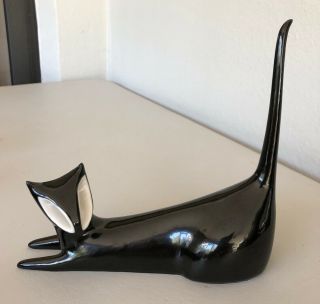Jaroslav Jezekroyal Dux Porcelain Cat Czechoslovakia Hand Painted Black Cat