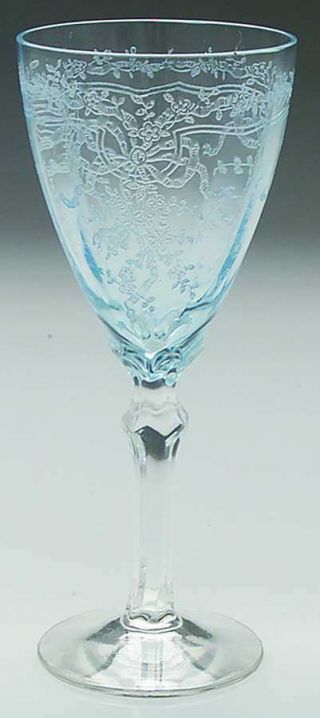 Fostoria June Azure Blue 5298 8 - 1/4 " Tall 10 - Ounce Water Goblet Stem