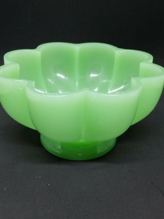Vintage Jadeite Serving Bowl/candy Dish On Pedestal Floral Shape,  6 " Wide & 4 " T