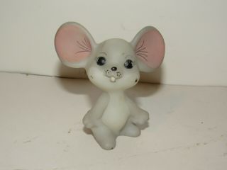 Vintage Fenton Art Glass Satin Mouse Signed