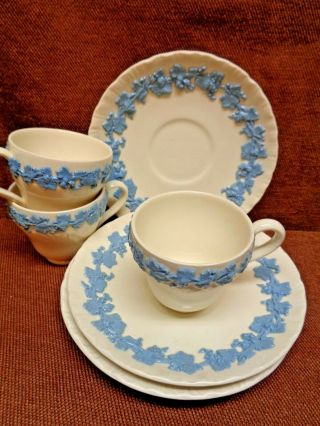 Wedgwood Queensware Lavender On Cream Shell Edge 3 Saucers 3 Demi
