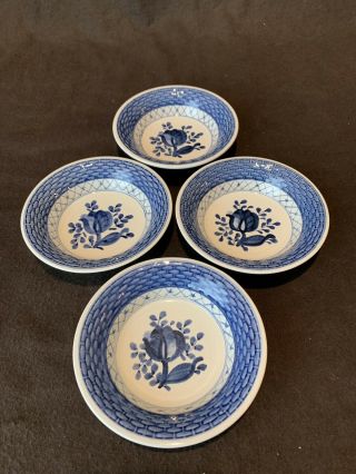 Royal Copenhagen Tranquebar Blue 11/1114 Bowl Ashtrays 4 5/8 " D Set Of 4 Faience