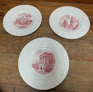 Set 3 - Wedgwood Ohio Wesleyan University Centennial College 10.  75 " Plates