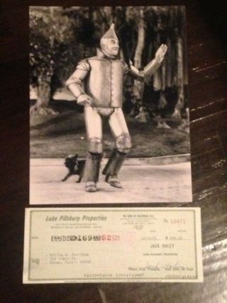 Jack Haley " Tin Man " Signed Personal Check.  Wizard Of Oz