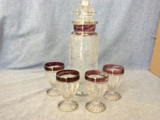 Vintage Paden City Gazebo 3 - Piece Cocktail Shaker /4 Glasses / Red Flashing