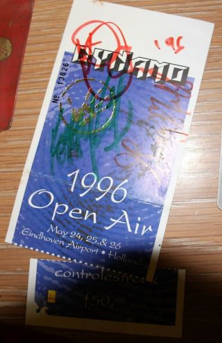 Dynamo Open Air 1996 Signed Ticket By Kerry King Of Slayer