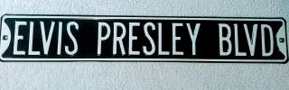 Elvis Presley Blvd White And Black Metal Sign 36 " Long X 6 " Wide Raised Letters