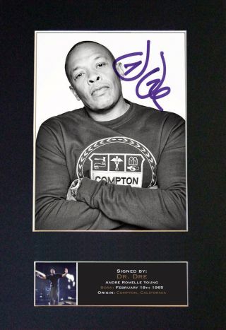 614 Dr Dre Signature/autograph Mounted Signed Photograph A4