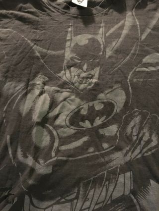 Vintage 1991 Ssi Dc Comics Batman Returns Era Black All - Over Print T - Shirt L