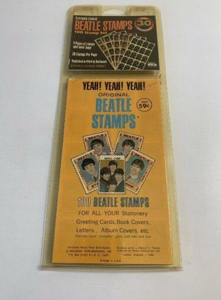 1964 Set Of 100 Beatles Stamps Old Hallmark Stock In Pkg