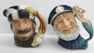 2x Vintage Royal Doulton 7 " Character / Toby Mugs Jugs: Old Sal & Snow Shoes