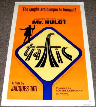 Jacques Tati As Mr.  Hulot Comedy 1973 27x41 Movie Poster Traffic