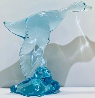Heisey By Imperial Glass Animal Horizon Blue Goose Bird Mallard Duck Wings Down