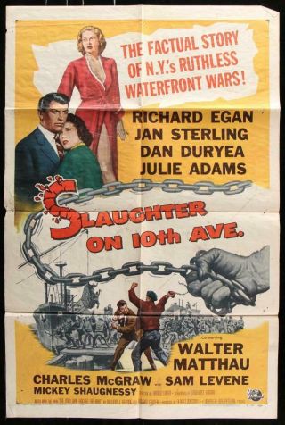 1957 Release 27x41 One Sheet Poster Slaughter On 10th Ave Duryea