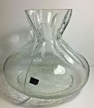 Vintage Sea Of Sweden Kosta Boda Mid Century Glass Sack Sac Vase Label