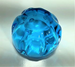 VINTAGE ART GLASS SPLASH BOWL | MURANO ART GLASS BLUE ASH TRAY VASE 5