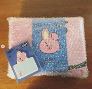 [official] Bt21 X Homeplus - Cooky Flannel Blanket,  Cooky Sticky Notes