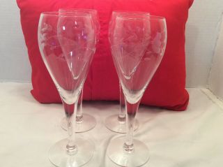 4 - Princess House Heritage Tulip Champagne Crystal Wine Glasses