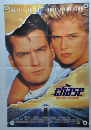 1994 The Chase Bmw 1sh D/s Movie Poster 27 X 41 Charlie Sheen Kristy Swanson