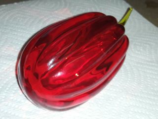 Vintage Ruby Red Viking Art Glass Squash (gourd) Paperweight 1970s