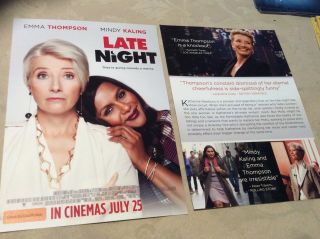 Promotional Movie Flyer Late Night Emma Thompson Mindy Kaling Not A Dvd