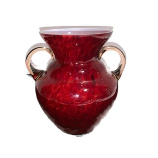 Vintage 7.  5 " Tall Blown Glass Red Vase Made In Czechoslovakia