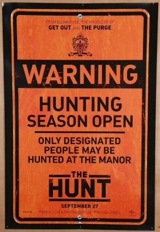 The Hunt 2019 Movie Poster 27x40 Double Sided