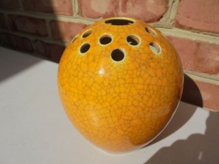 Unusual Antique Vintage Boch Freres Belgium Pottery Crackle Vase Yellow Orange