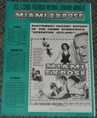 Miami Expose 1956 Pressbook Sexy Patricia Medina Film Noir Crime