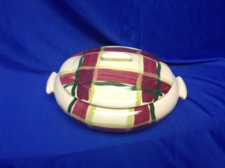 Vtg.  Purinton Normandy Plaid 9 In.  Oval Covered Serving Dish