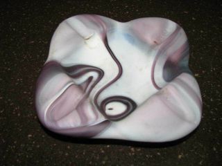 Vintage Rare Purple & White Swirl Imperial End Of Day Slag Glass Ash Tray Neat