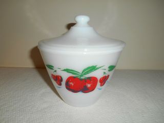 Fire King Apple Pattern 6 " Grease Jar With Lid By Anchor Hocking
