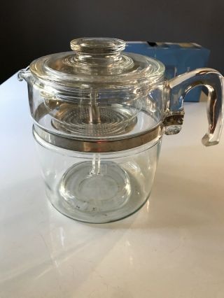 9 Cup Vintage Pyrex Flameware Glass Percolator Stove Top Coffee Pot