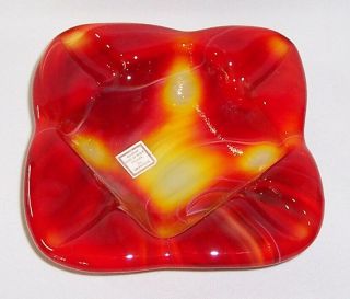 Imperial Red Slag Glass Ashtray (Imperial Glass Stickers) 3