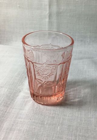 Pink Depression Glass Mayfair Open Rose 2 1/4 " Whiskey