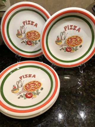 Set Of 4 Vintage Made In Italy Pizza Pie Plates 9 3/4 "