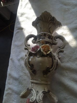 Decorative Vase Floral Design Porcellane Capodimonte Italy Made