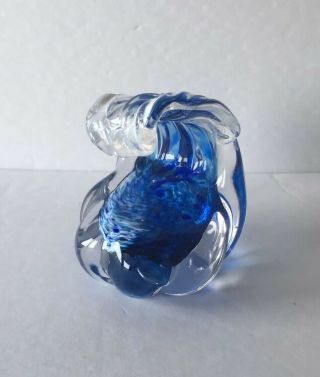 Anchor Bend 2006 Art Glass Blue Ocean Wave 3 1/2 " Sculpture Paperweight - Signed