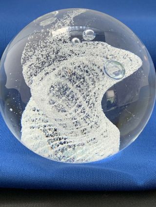 Vintage Caithness Scotland Art Glass “carnival Silver” Paperweight