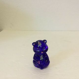 Fenton Blue Mini Bear Hand Painted By Marilyn Wagner
