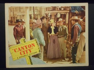 Don Red Barry Canyon City 1943 Lobby Card Vf Republic Western