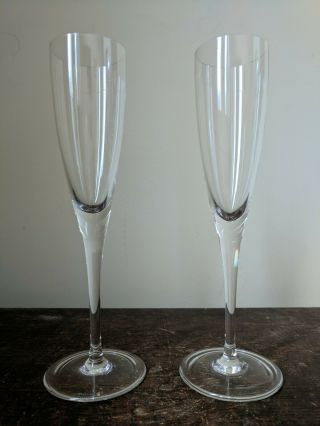 Tiffany & Co Crystal Classic Champagne Flutes 9 " Toasting Glasses Pair Set 2