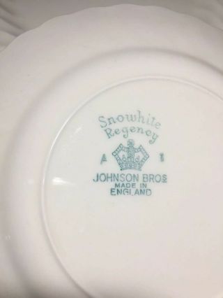 4 Johnson Bros Snowhite Regency Large 10 1/2in Dinner Plate Plates VGC 2