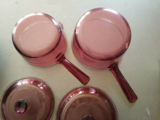 Corning Visions Cranberry 4 Piece Saucepan/pots cookware w/Lids Set - 1L & 1.  5L 5