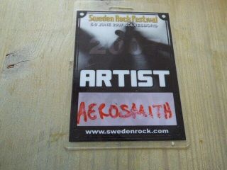 Aerosmith Very Rare 2007 Access All Areas Crew Tour Pass/laminate